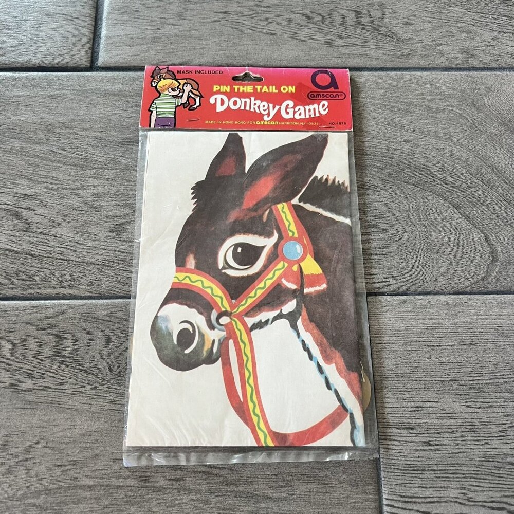 Vtg Sealed Pin the Tail on the Donkey Party Game Amscan made in Hong Kong